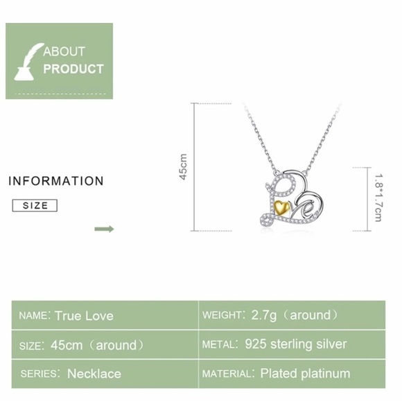 Classic Heart Necklace 925 Sterling Silver Ture Love CZ Necklace - Picture 7 of 8